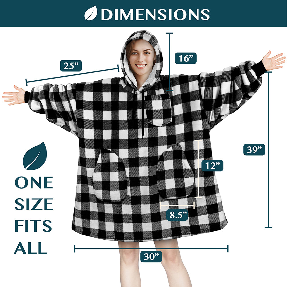 Chest Pocket Sherpa Hoodie Blanket - Patch Pocket (Regular / Long)