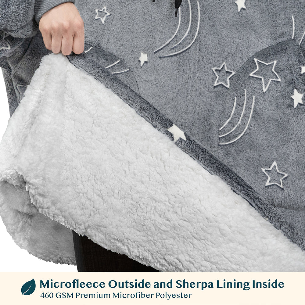 Chest Pocket Sherpa Hoodie Blanket - Patch Pocket (Regular / Long)