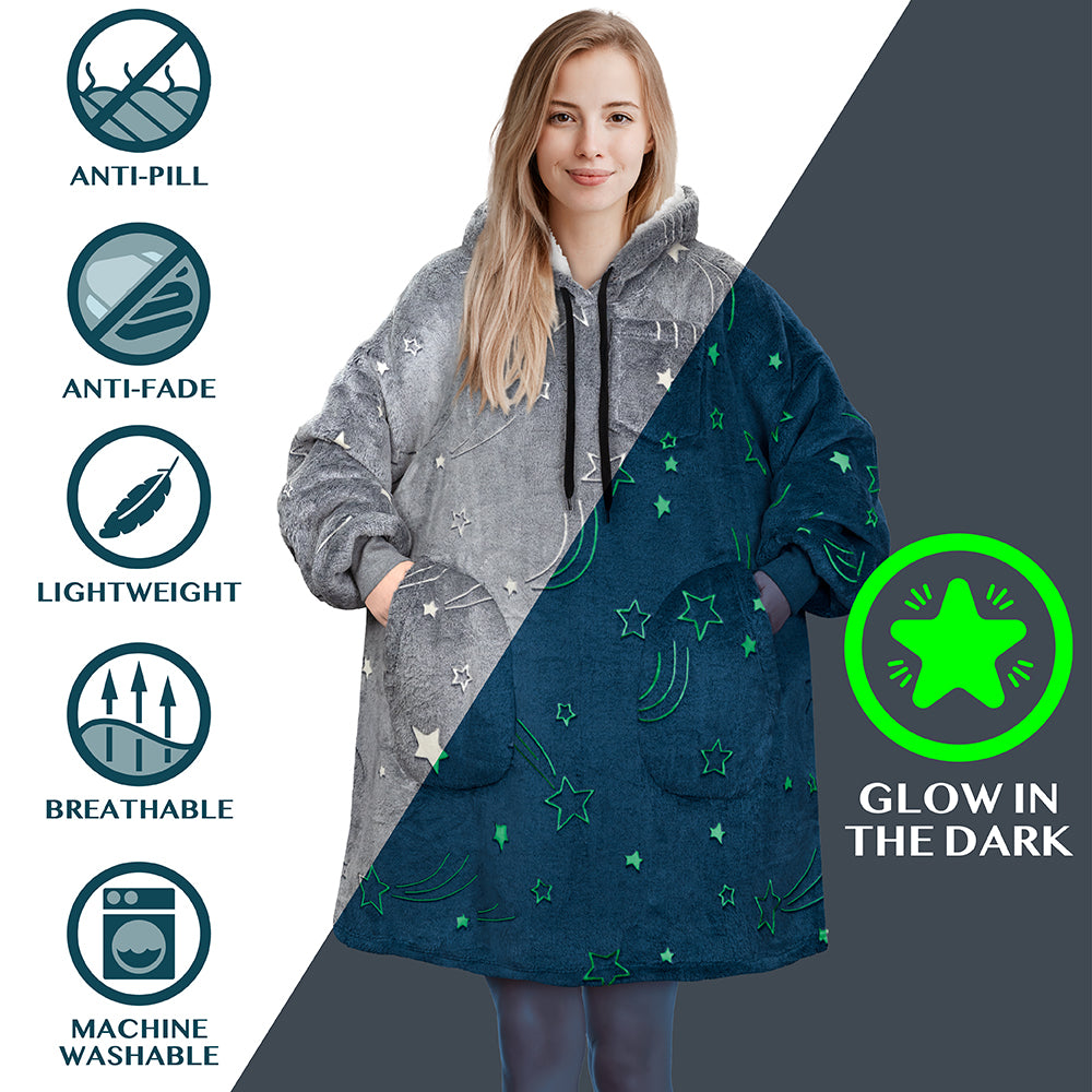 Chest Pocket Sherpa Hoodie Blanket - Patch Pocket (Regular / Long)