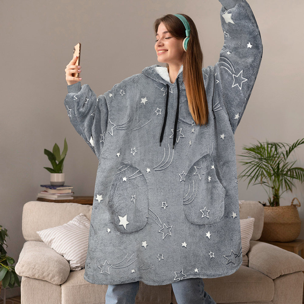 Chest Pocket Sherpa Hoodie Blanket - Patch Pocket (Regular / Long)