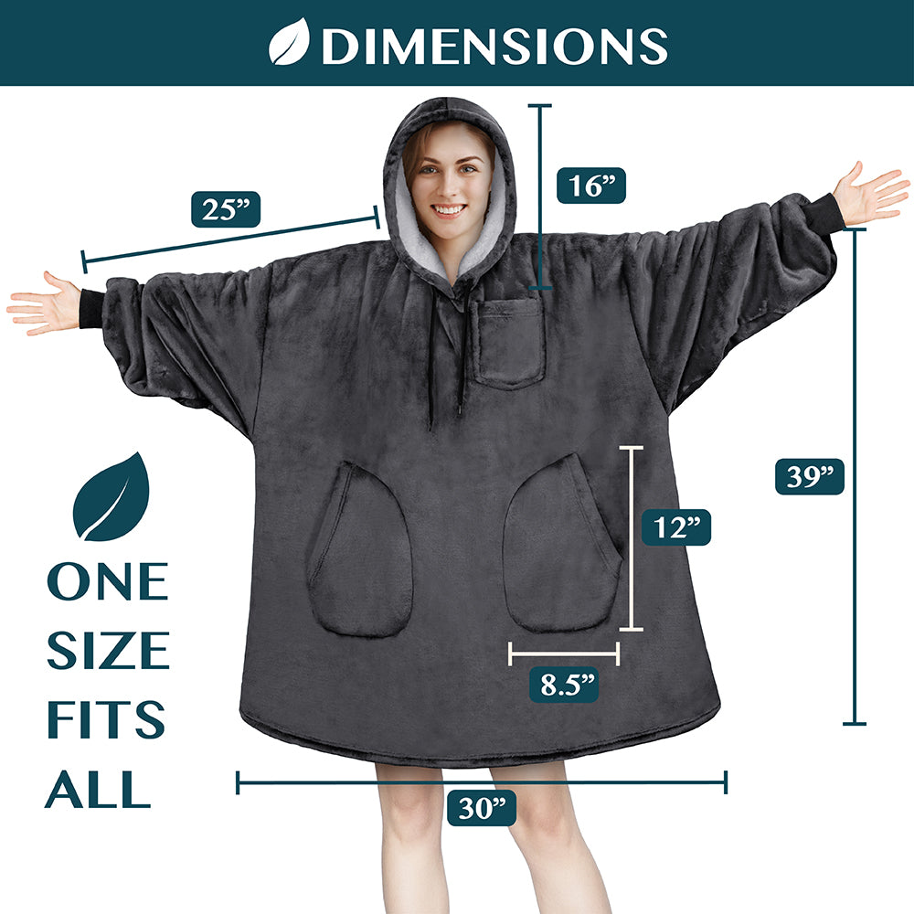 Chest Pocket Sherpa Hoodie Blanket - Patch Pocket (Regular / Long)