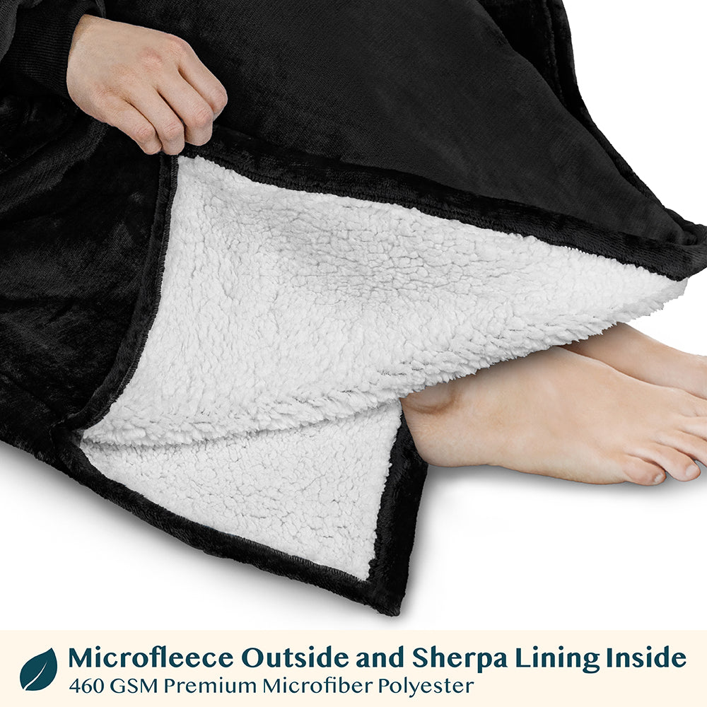 Chest Pocket Sherpa Hoodie Blanket - Patch Pocket (Regular / Long)