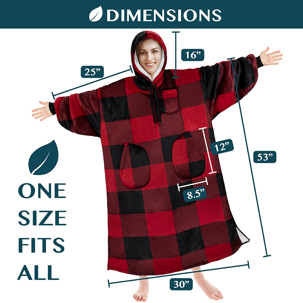 Chest Pocket Sherpa Hoodie Blanket - Patch Pocket (Regular / Long)