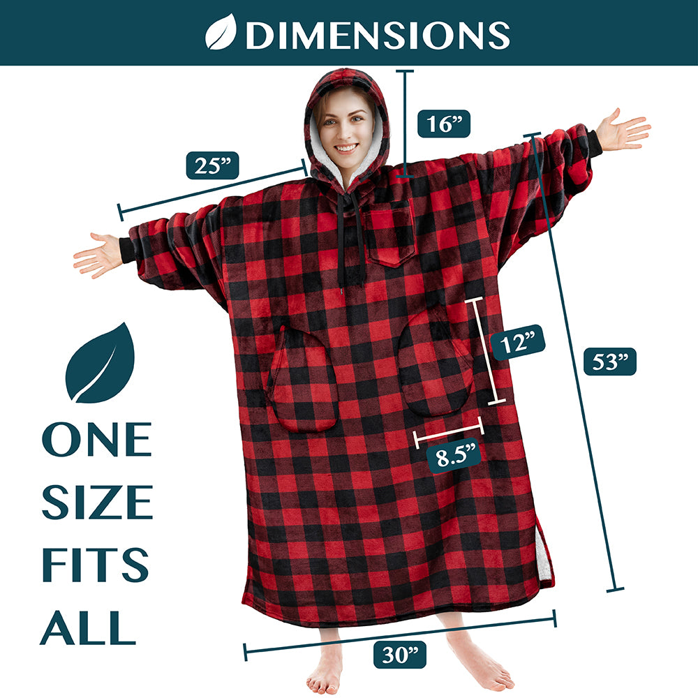 Chest Pocket Sherpa Hoodie Blanket - Patch Pocket (Regular / Long)