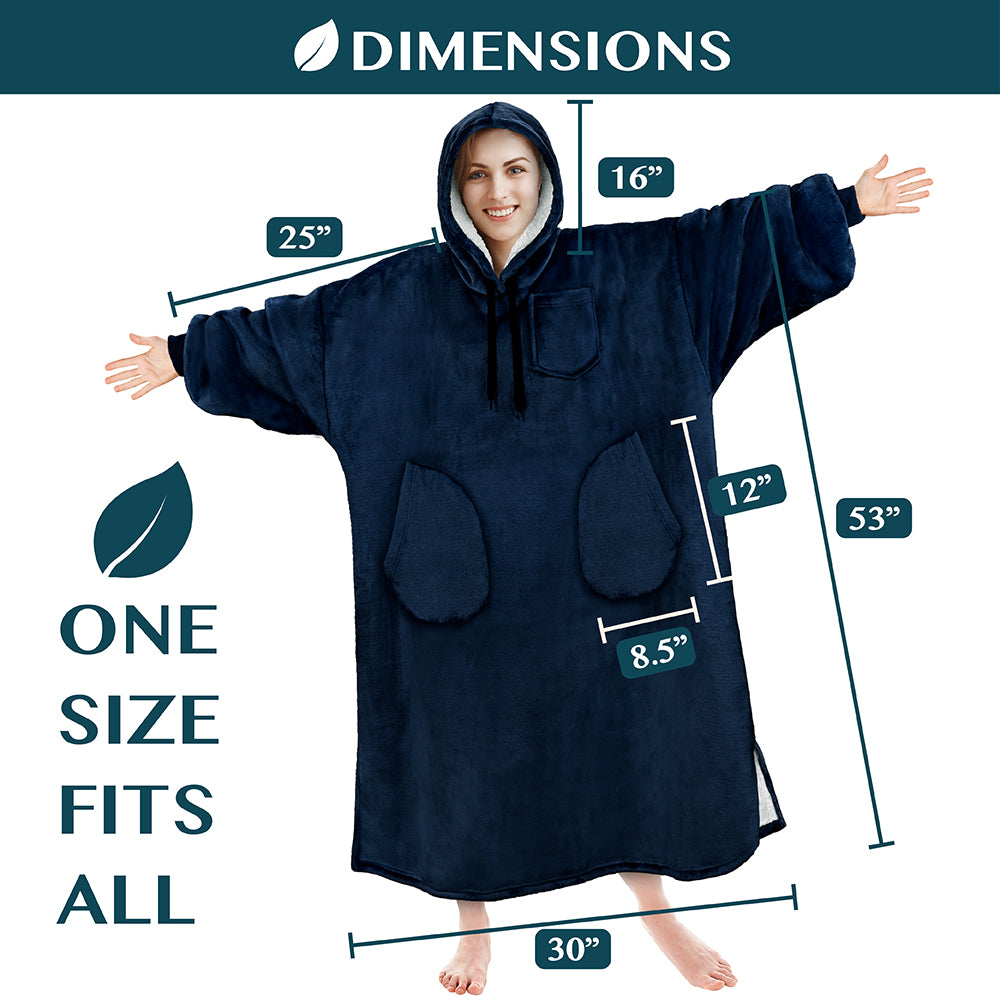Chest Pocket Sherpa Hoodie Blanket - Patch Pocket (Regular / Long)