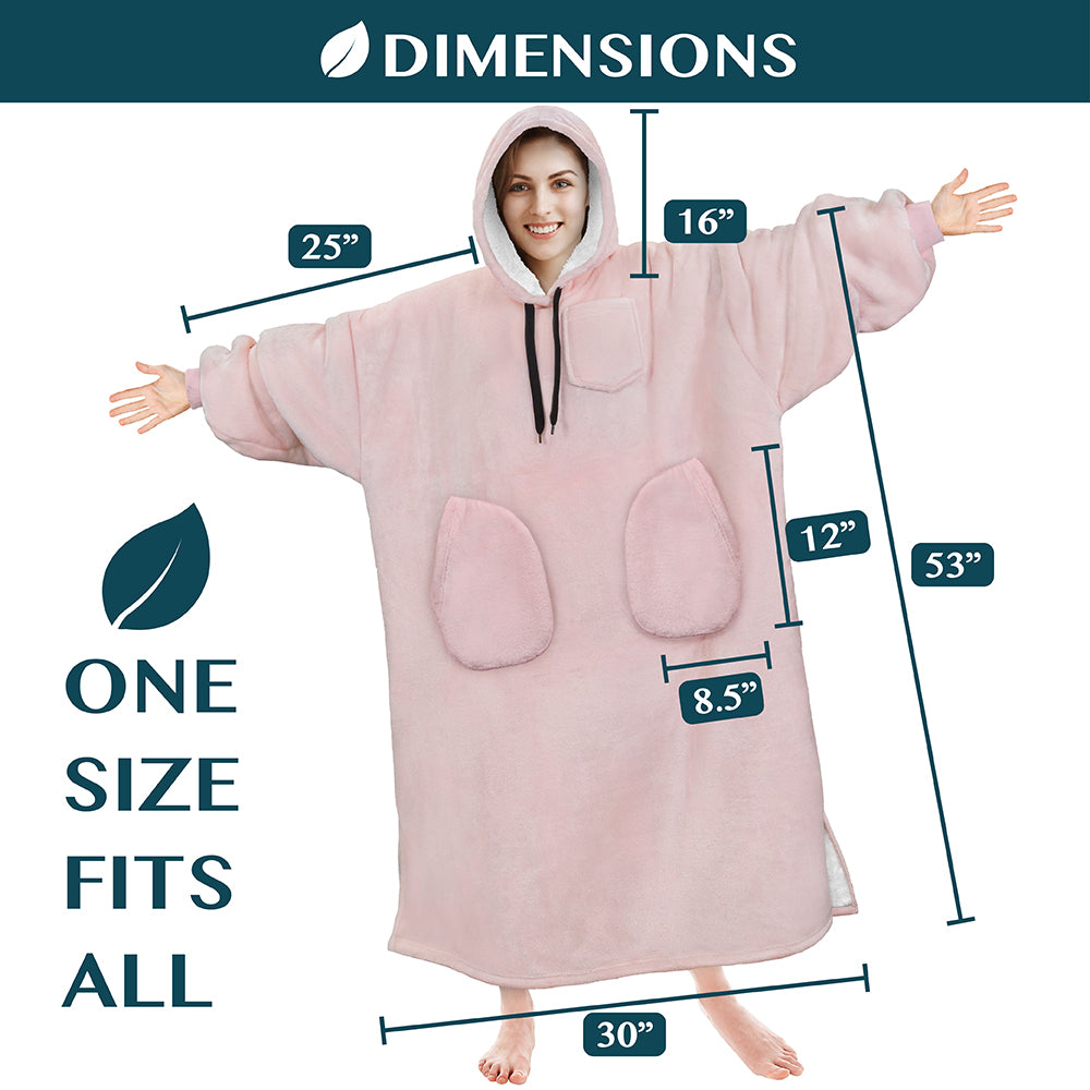 Chest Pocket Sherpa Hoodie Blanket - Patch Pocket (Regular / Long)