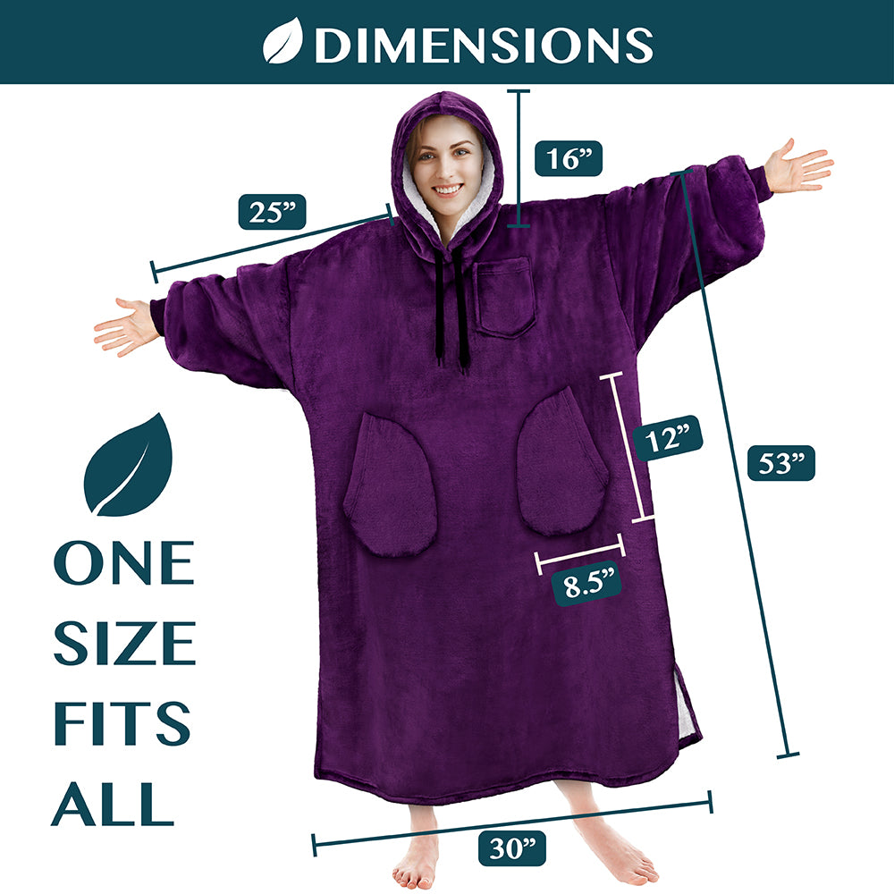 Chest Pocket Sherpa Hoodie Blanket - Patch Pocket (Regular / Long)