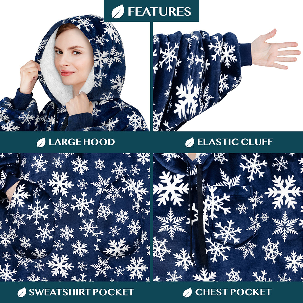 Chest Pocket Sherpa Hoodie Blanket - Patch Pocket (Regular / Long)