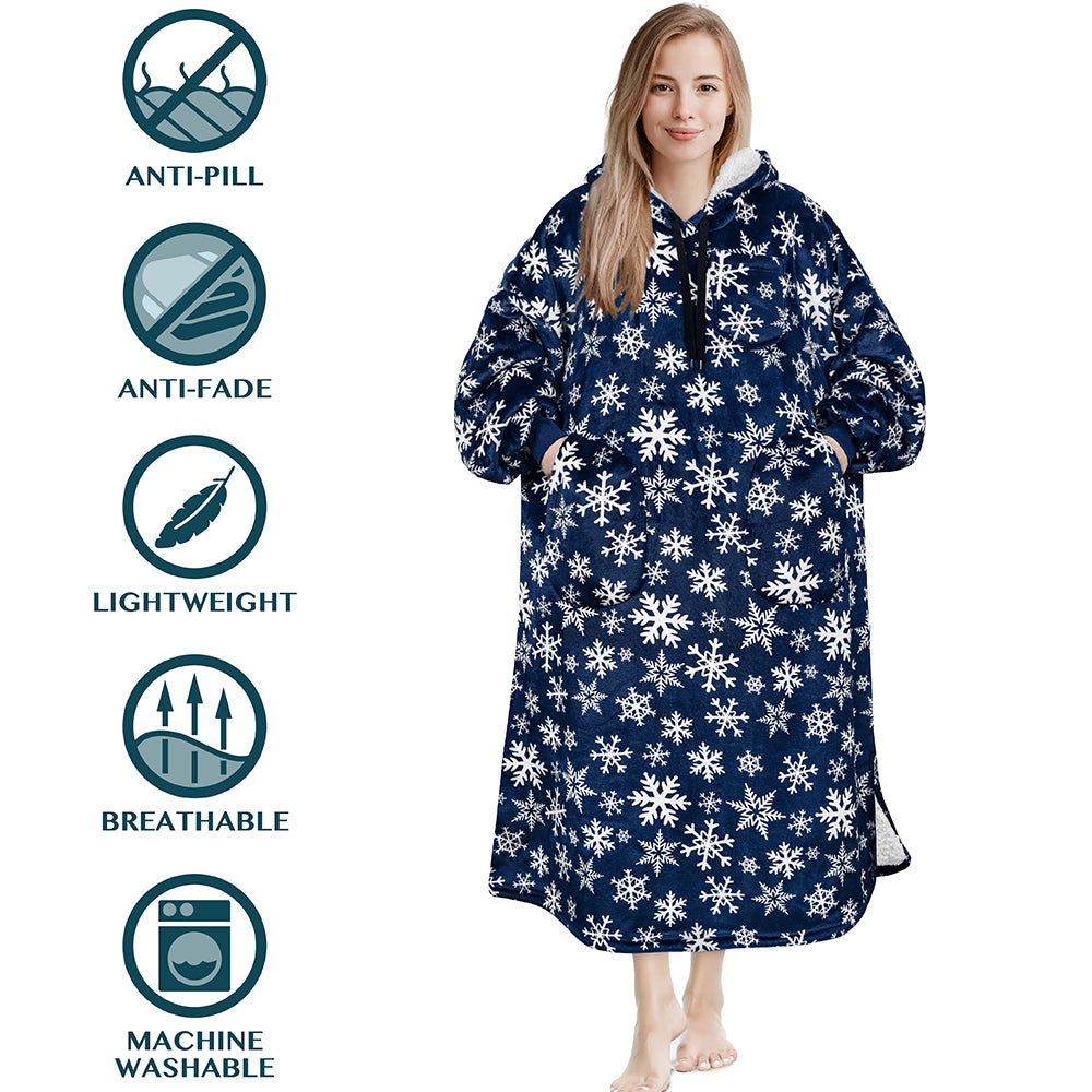 Chest Pocket Sherpa Hoodie Blanket - Patch Pocket (Regular / Long)