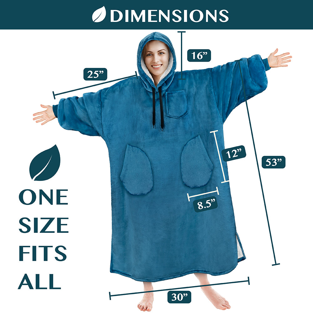 Chest Pocket Sherpa Hoodie Blanket - Patch Pocket (Regular / Long)