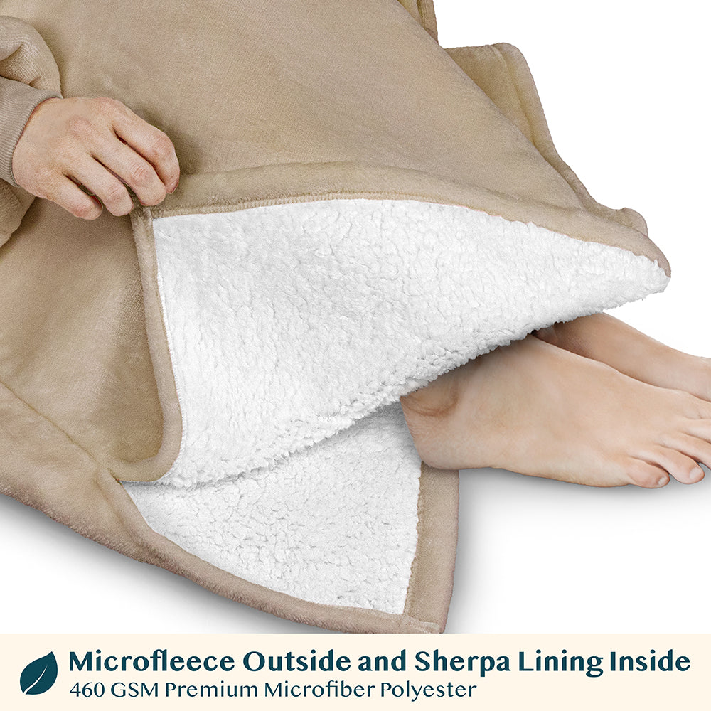 Chest Pocket Sherpa Hoodie Blanket - Patch Pocket (Regular / Long)