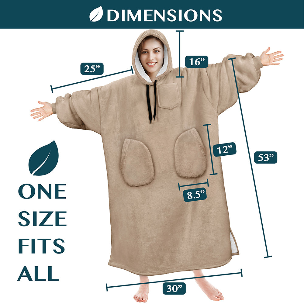 Chest Pocket Sherpa Hoodie Blanket - Patch Pocket (Regular / Long)