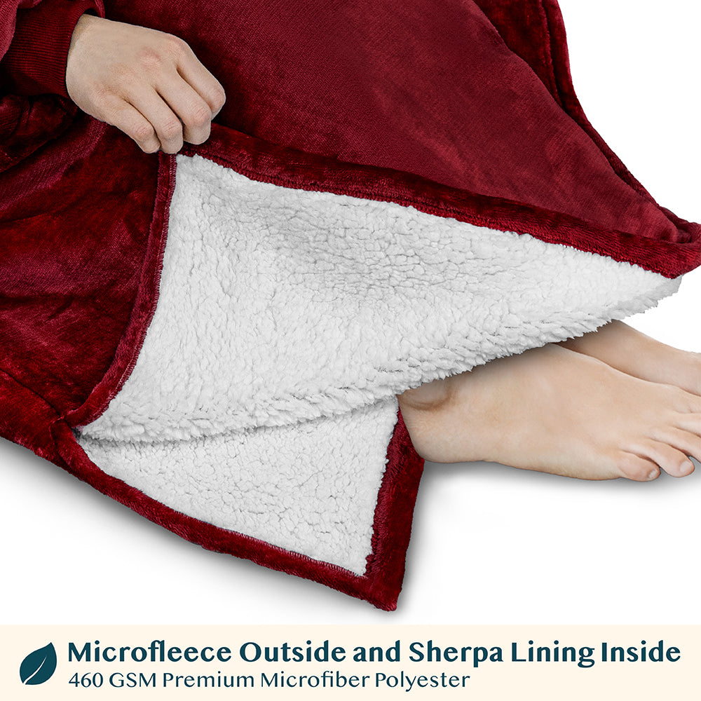Chest Pocket Sherpa Hoodie Blanket - Patch Pocket (Regular / Long)