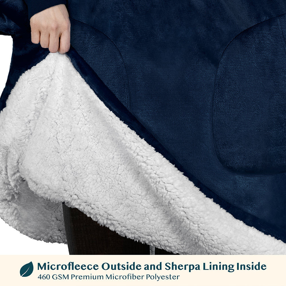 Chest Pocket Sherpa Hoodie Blanket - Patch Pocket (Regular / Long)