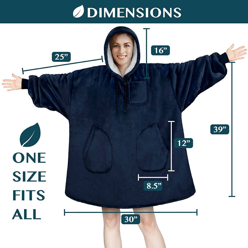 Chest Pocket Sherpa Hoodie Blanket - Patch Pocket (Regular / Long)