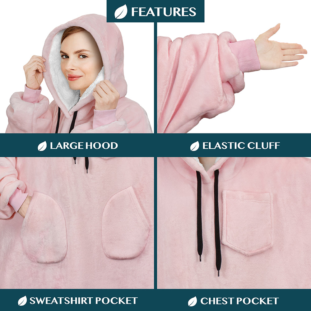 Chest Pocket Sherpa Hoodie Blanket - Patch Pocket (Regular / Long)