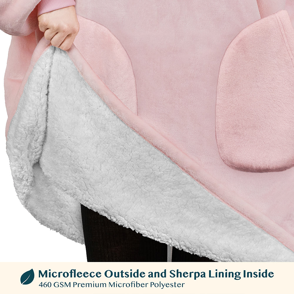 Chest Pocket Sherpa Hoodie Blanket - Patch Pocket (Regular / Long)