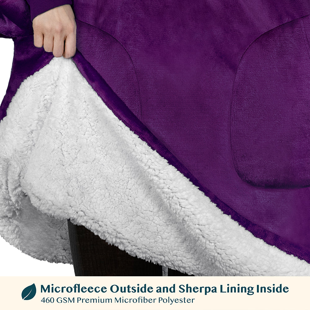Chest Pocket Sherpa Hoodie Blanket - Patch Pocket (Regular / Long)