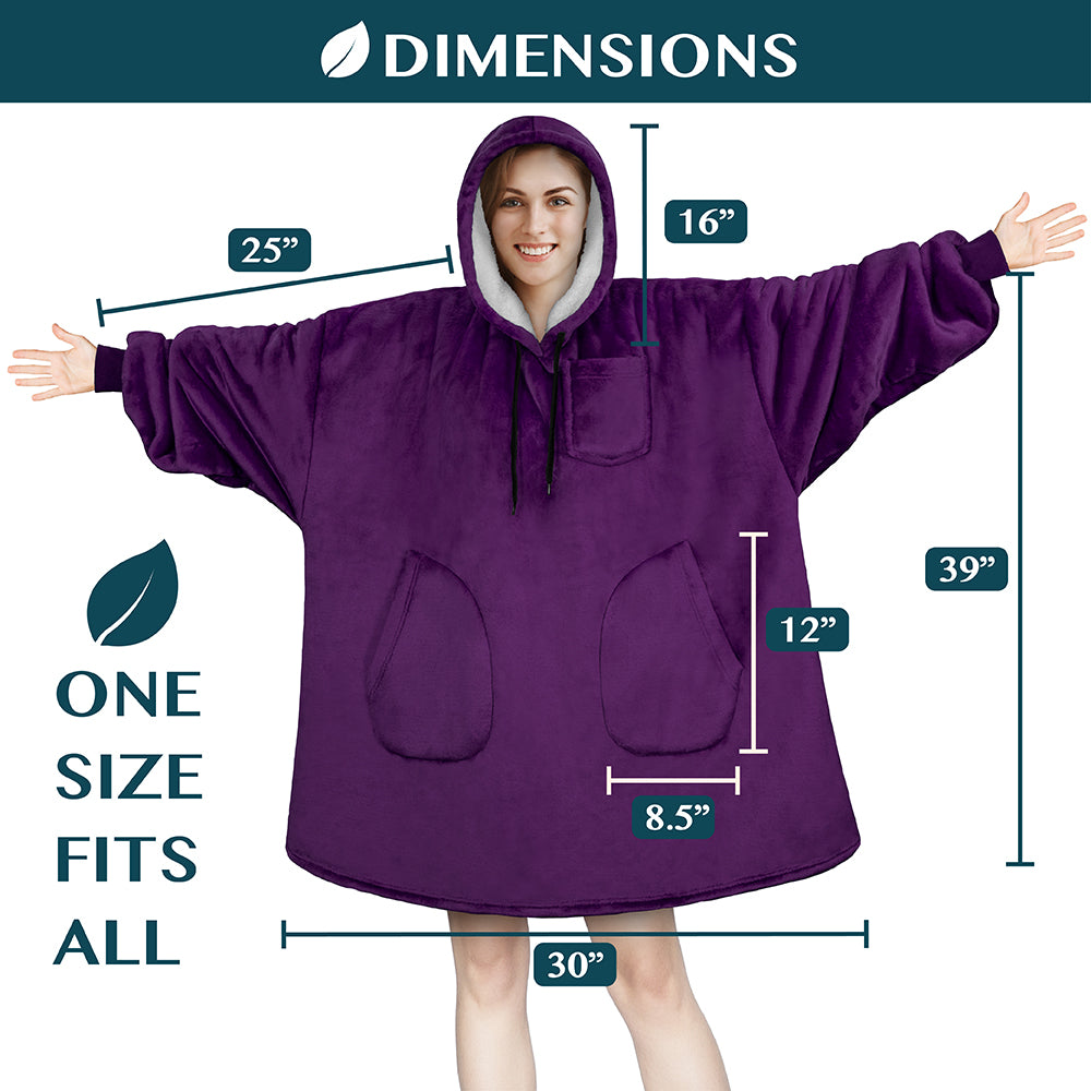 Chest Pocket Sherpa Hoodie Blanket - Patch Pocket (Regular / Long)