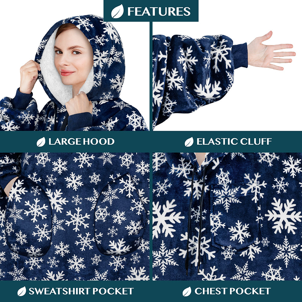 Chest Pocket Sherpa Hoodie Blanket - Patch Pocket (Regular / Long)