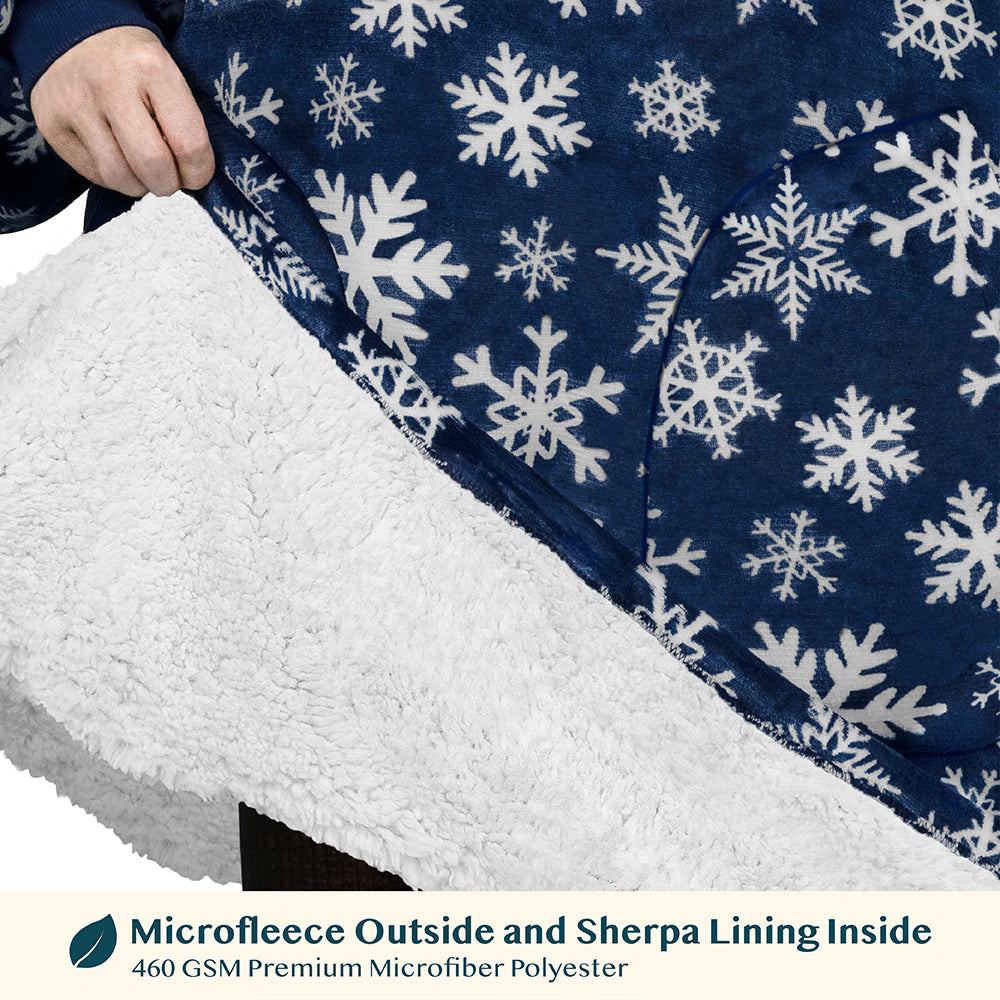 Chest Pocket Sherpa Hoodie Blanket - Patch Pocket (Regular / Long)