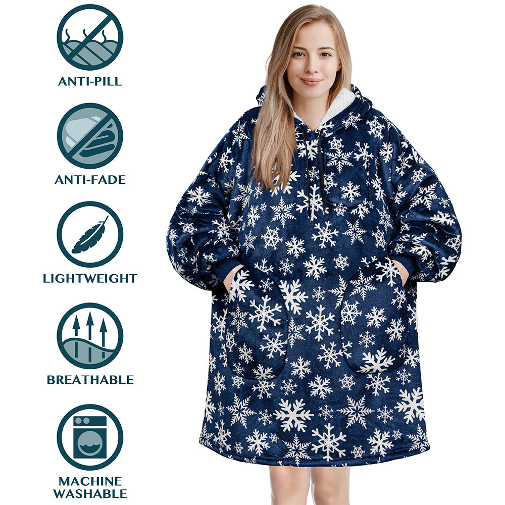 Chest Pocket Sherpa Hoodie Blanket - Patch Pocket (Regular / Long)