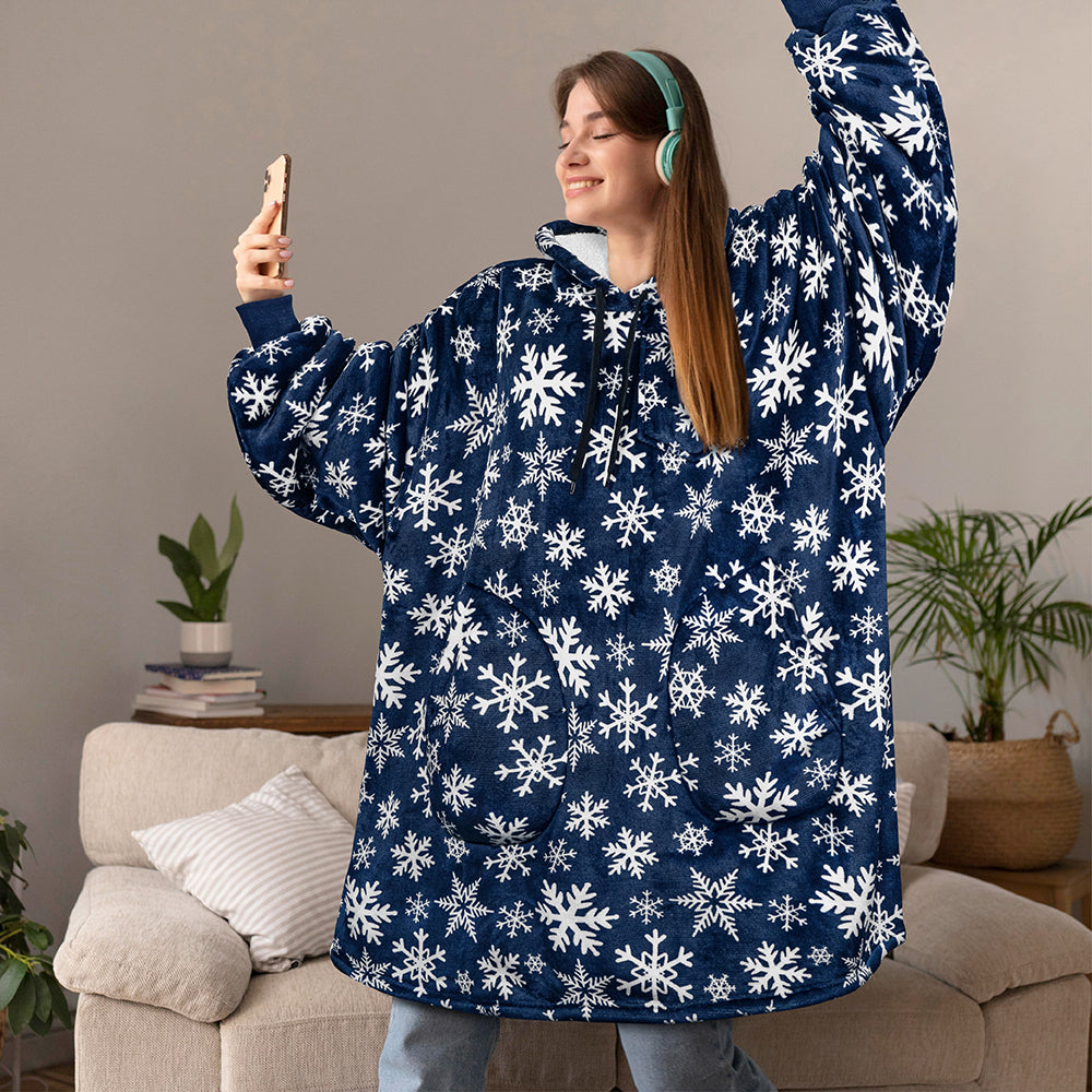 Chest Pocket Sherpa Hoodie Blanket - Patch Pocket (Regular / Long)