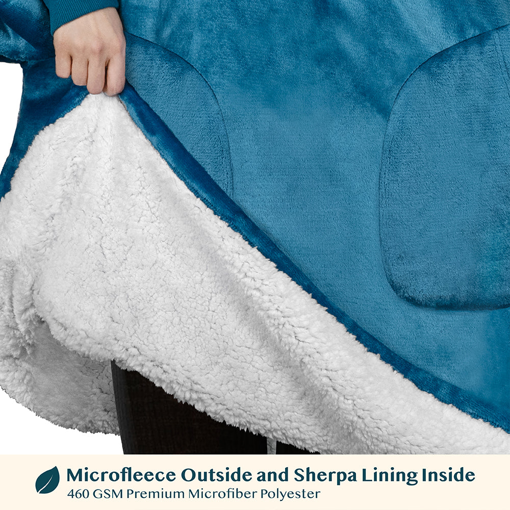 Chest Pocket Sherpa Hoodie Blanket - Patch Pocket (Regular / Long)