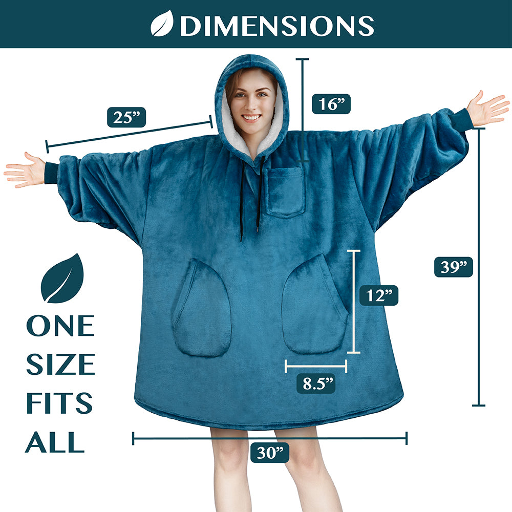 Chest Pocket Sherpa Hoodie Blanket - Patch Pocket (Regular / Long)