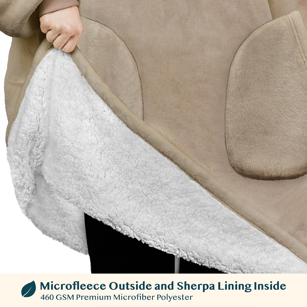Chest Pocket Sherpa Hoodie Blanket - Patch Pocket (Regular / Long)