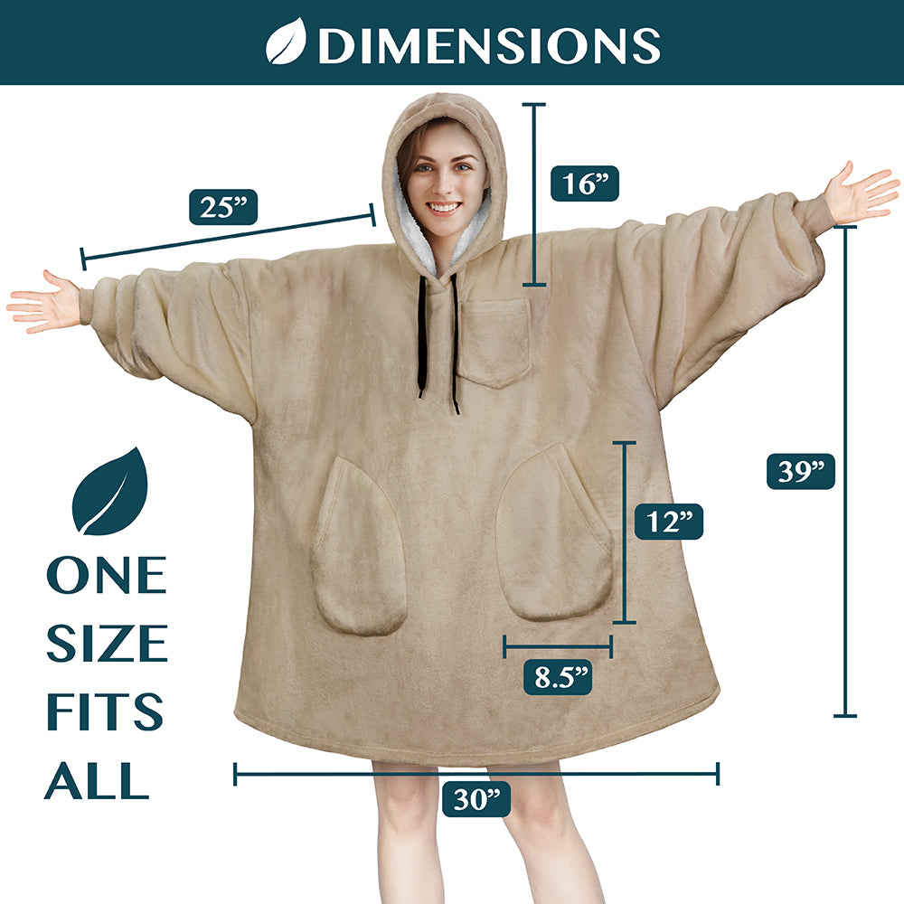 Chest Pocket Sherpa Hoodie Blanket - Patch Pocket (Regular / Long)