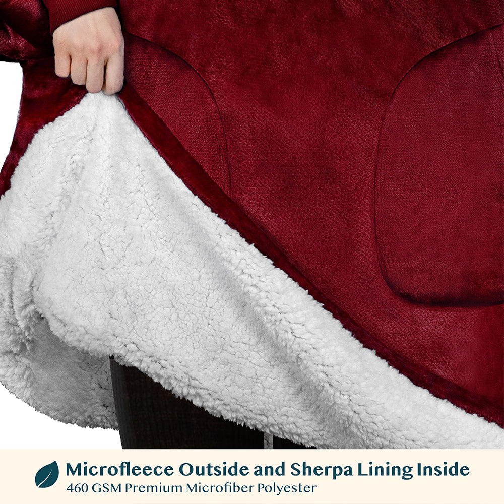 Chest Pocket Sherpa Hoodie Blanket - Patch Pocket (Regular / Long)
