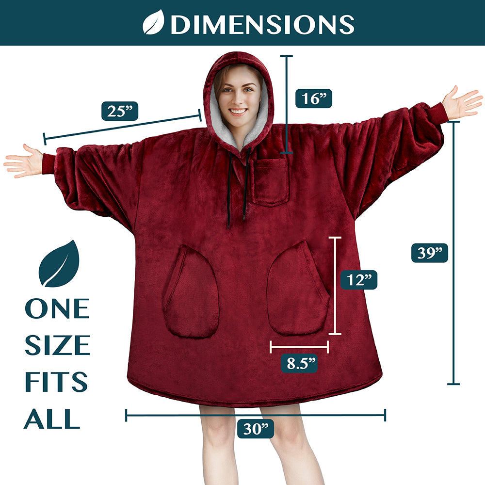 Chest Pocket Sherpa Hoodie Blanket - Patch Pocket (Regular / Long)