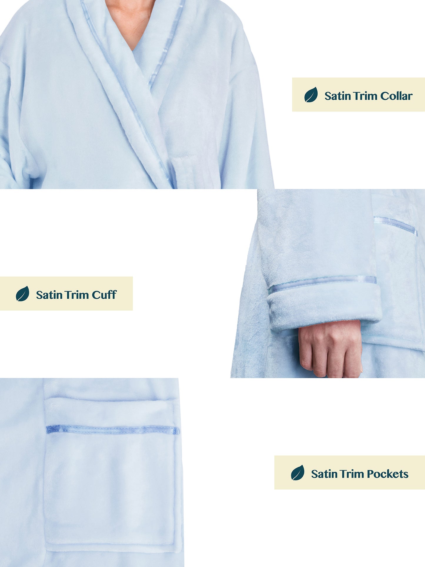 Women's Satin Trim Fleece Robe