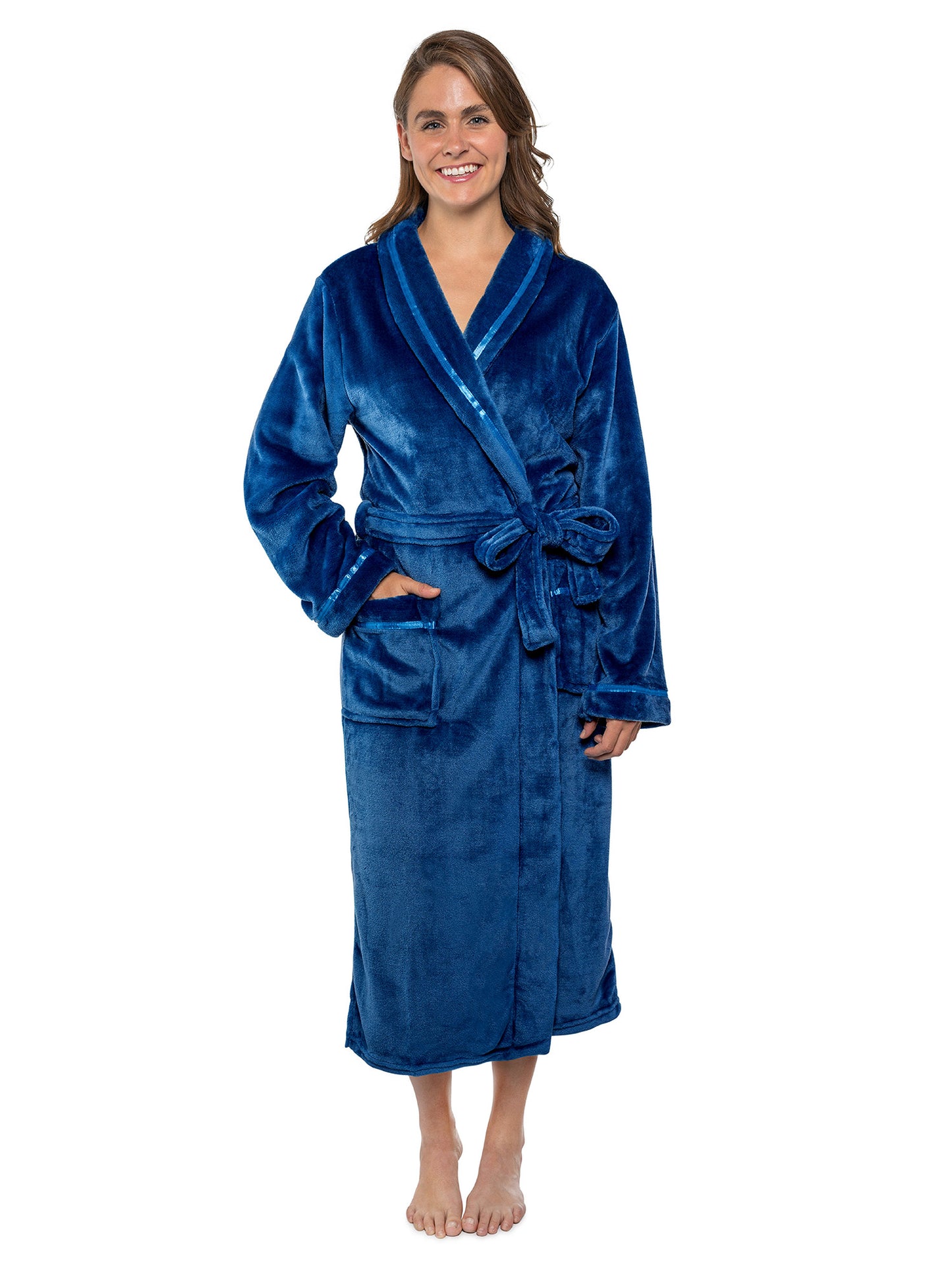 Women's Satin Trim Fleece Robe