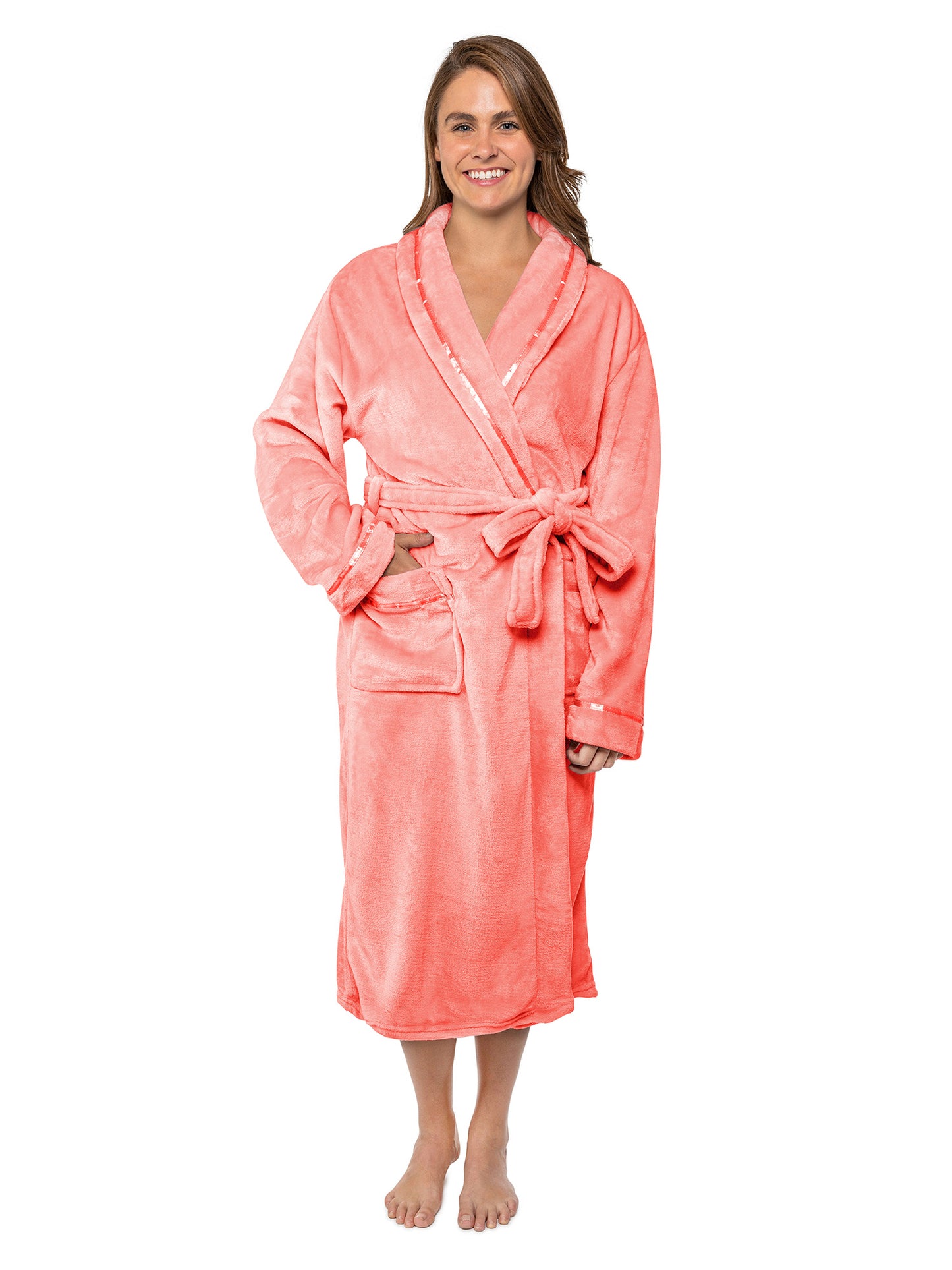 Women's Satin Trim Fleece Robe