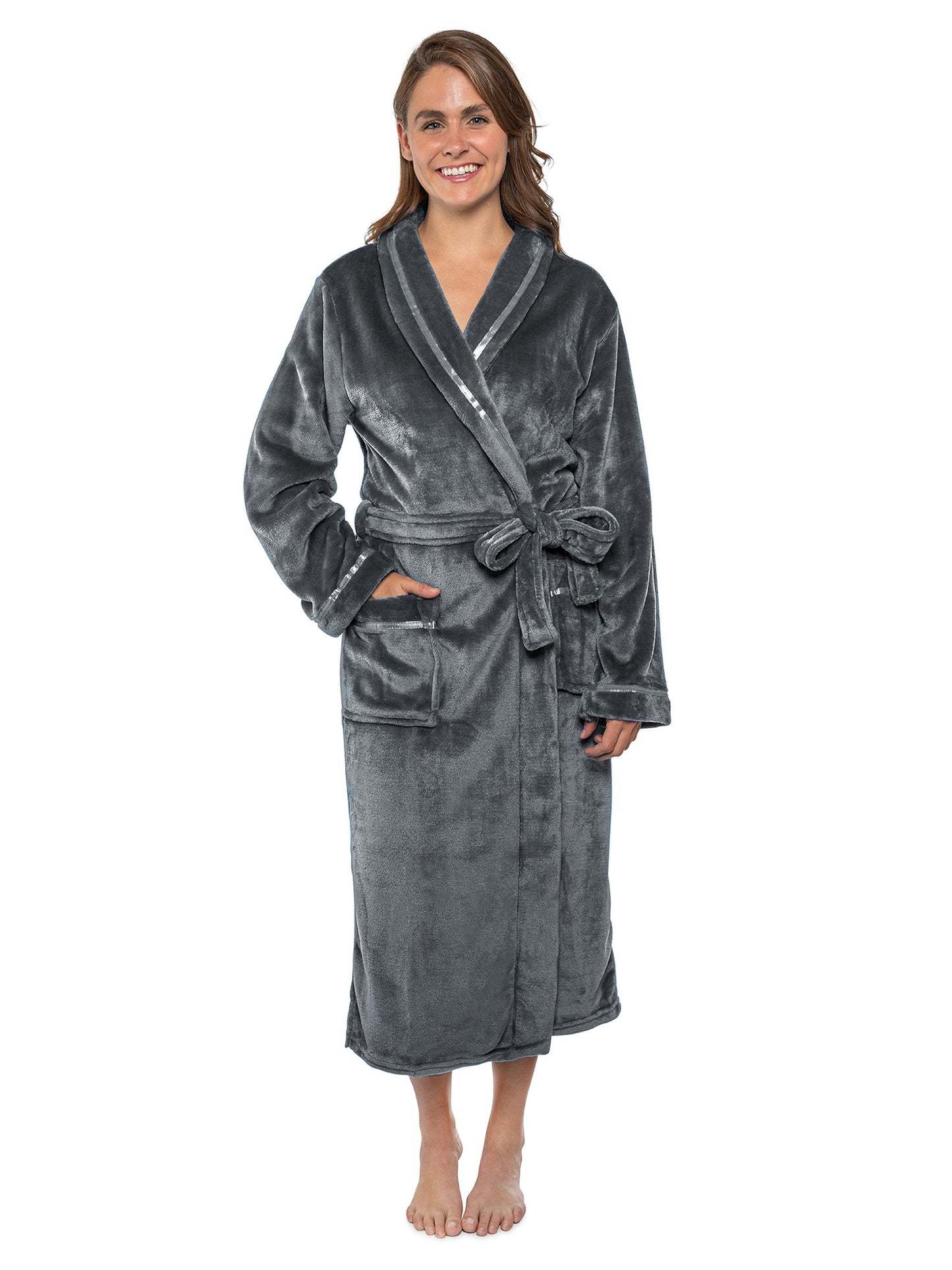 Women's Satin Trim Fleece Robe