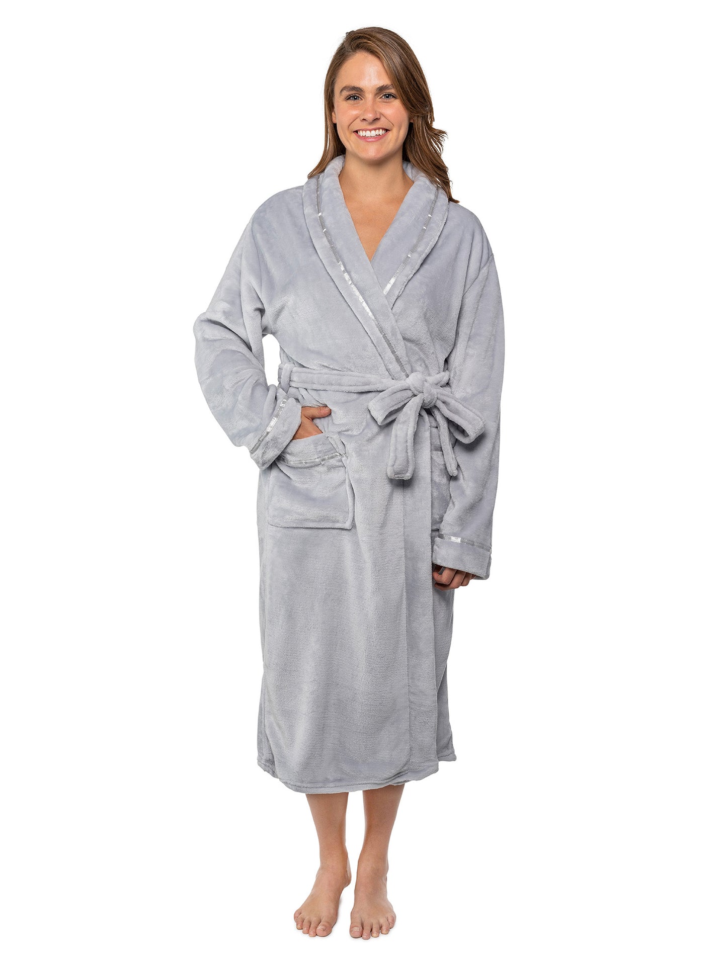 Women's Satin Trim Fleece Robe