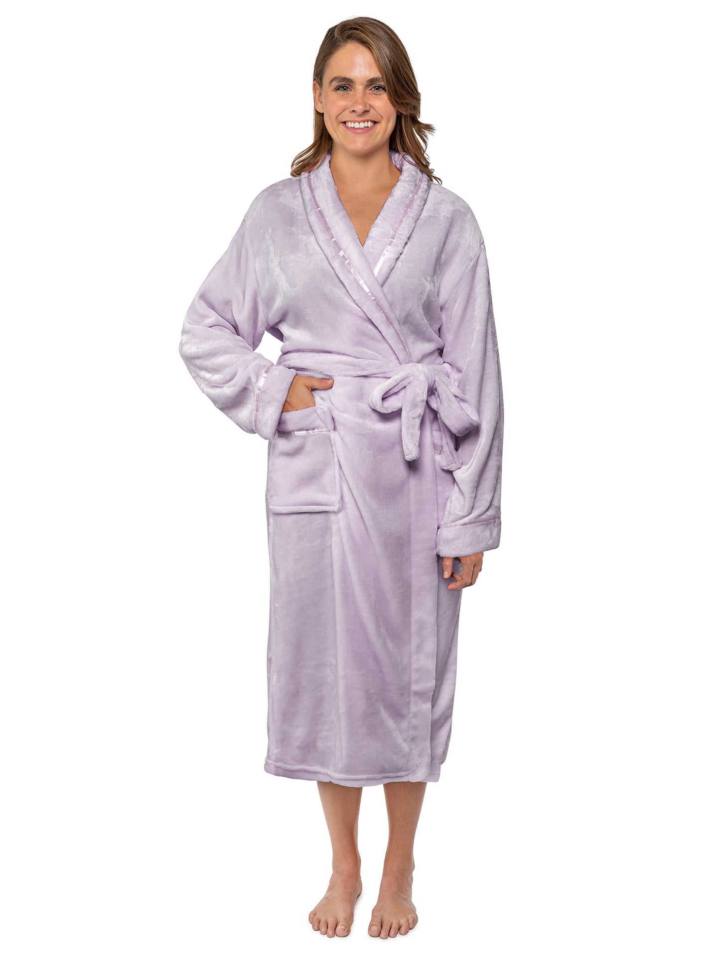 Women's Satin Trim Fleece Robe