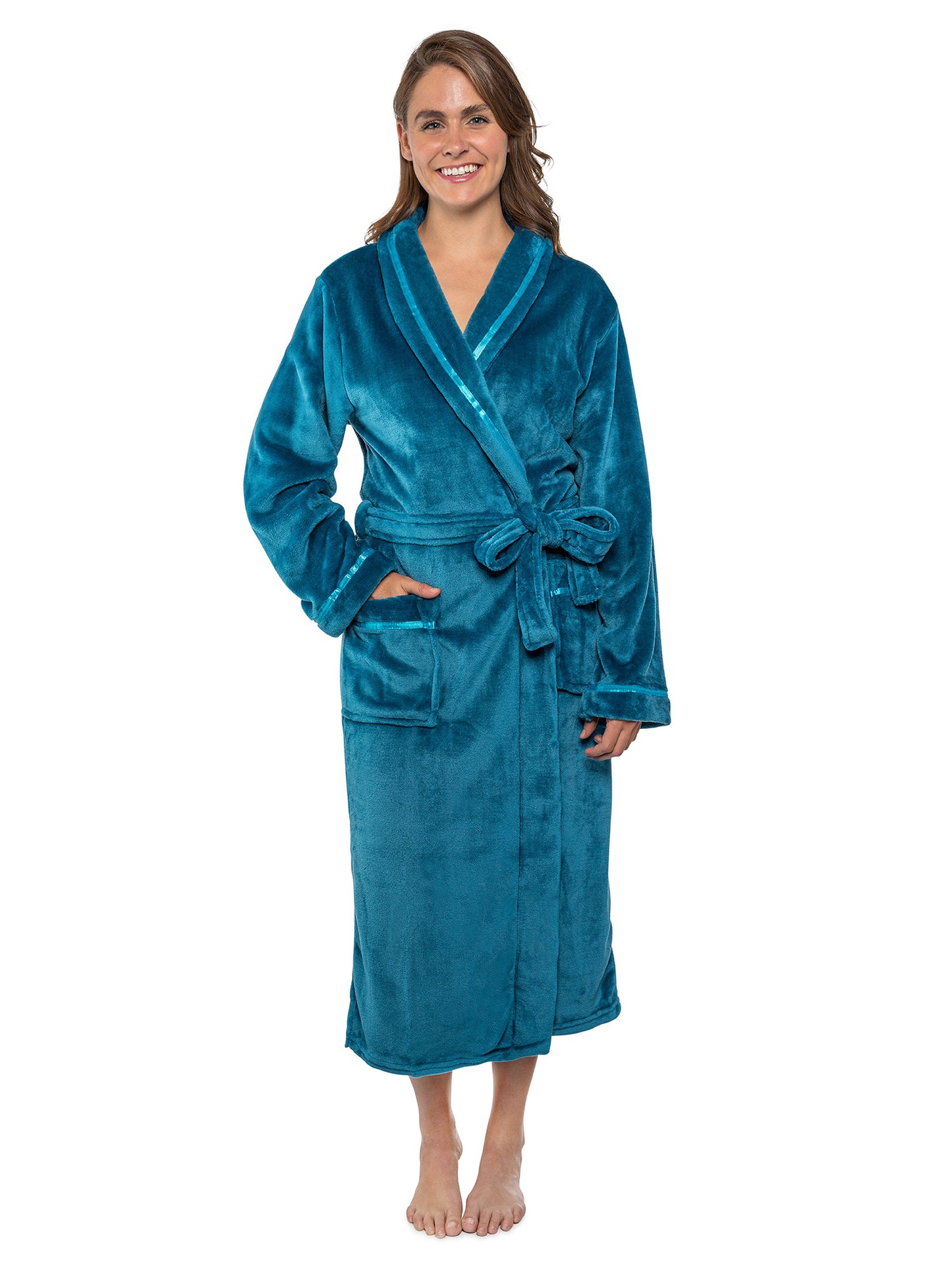 Women's Satin Trim Fleece Robe