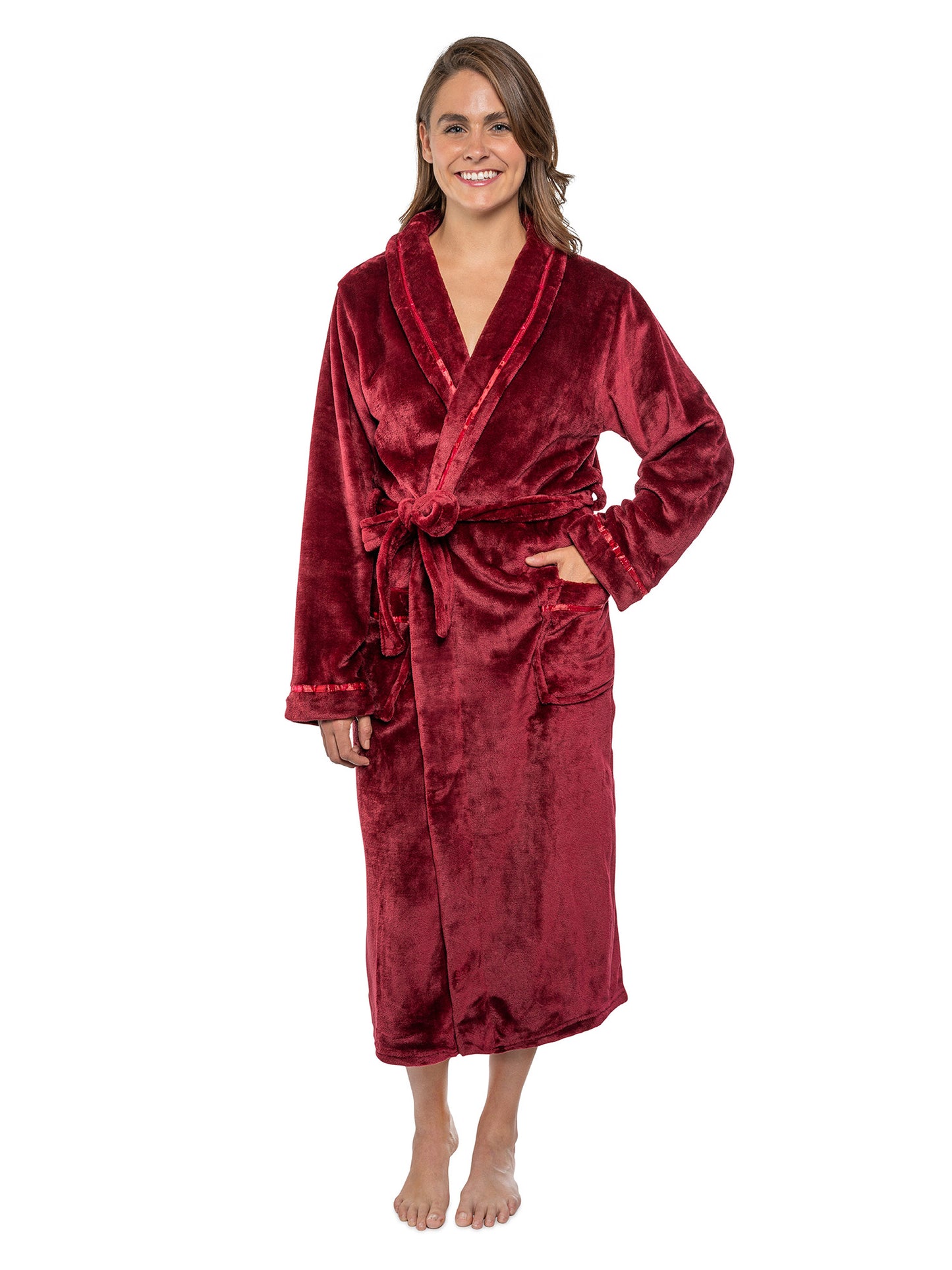 Women's Satin Trim Fleece Robe
