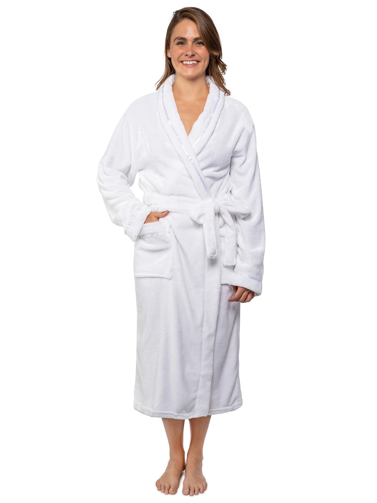 Women's Satin Trim Fleece Robe