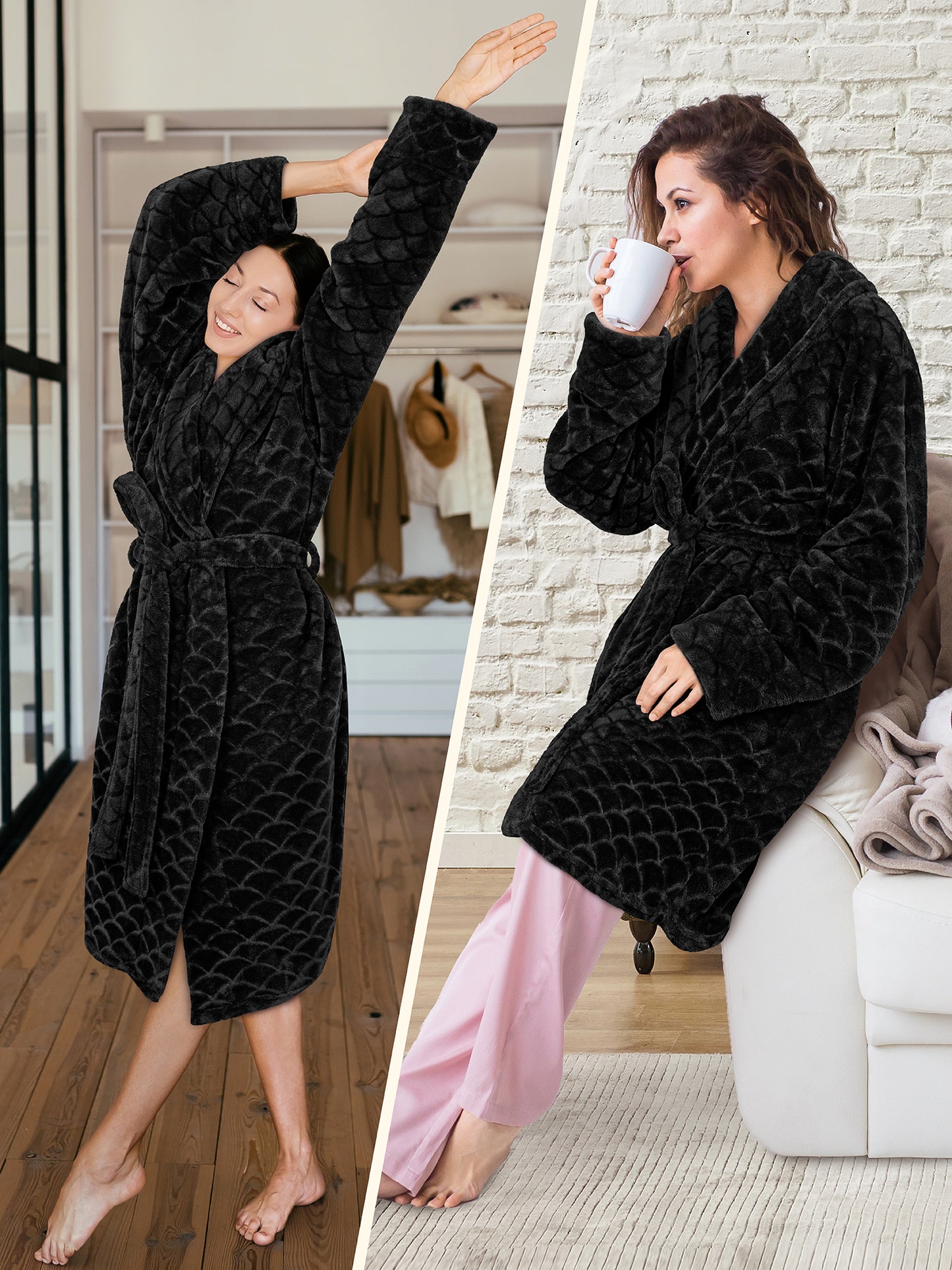 Women's Scallop Pattern Short Robe