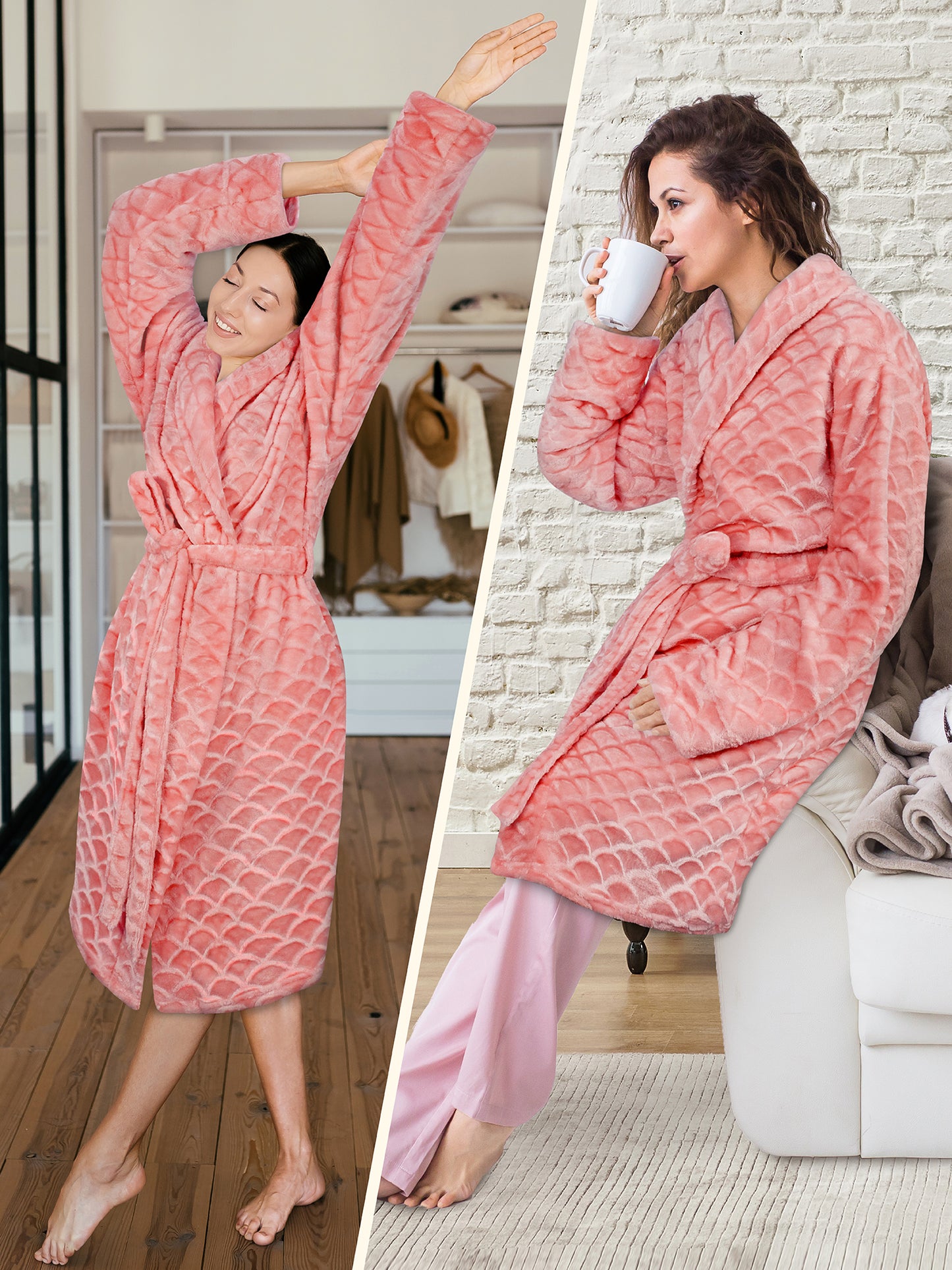 Women's Scallop Pattern Short Robe