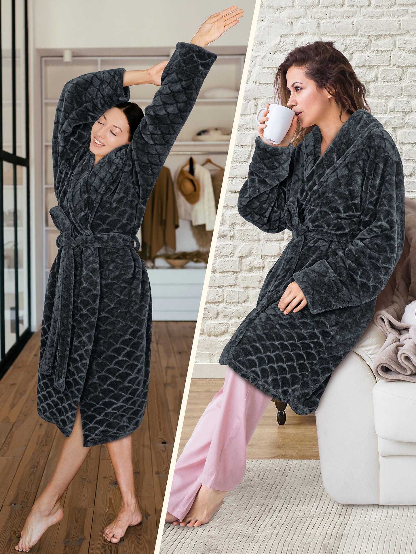 Women's Scallop Pattern Short Robe