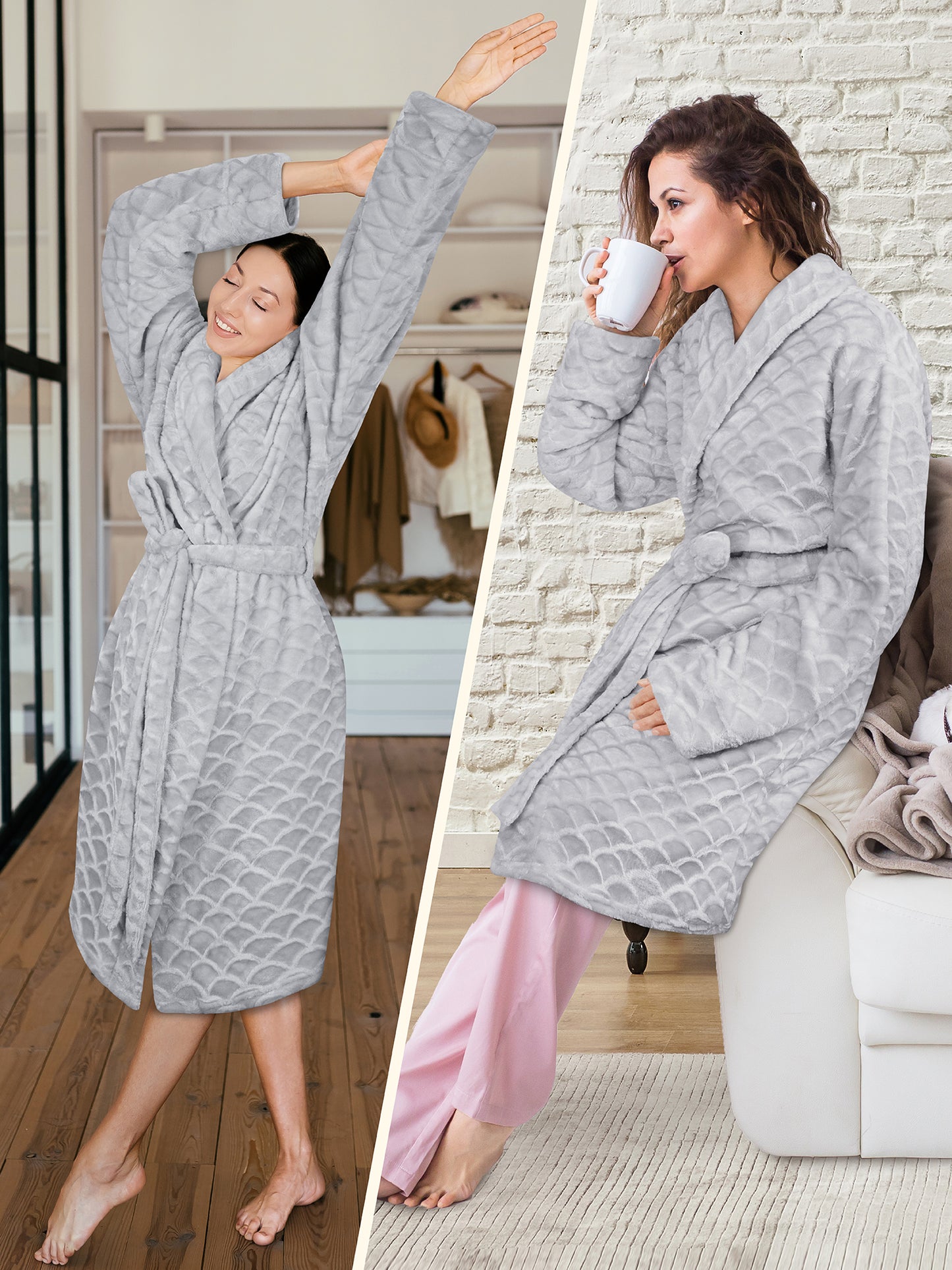 Women's Scallop Pattern Short Robe