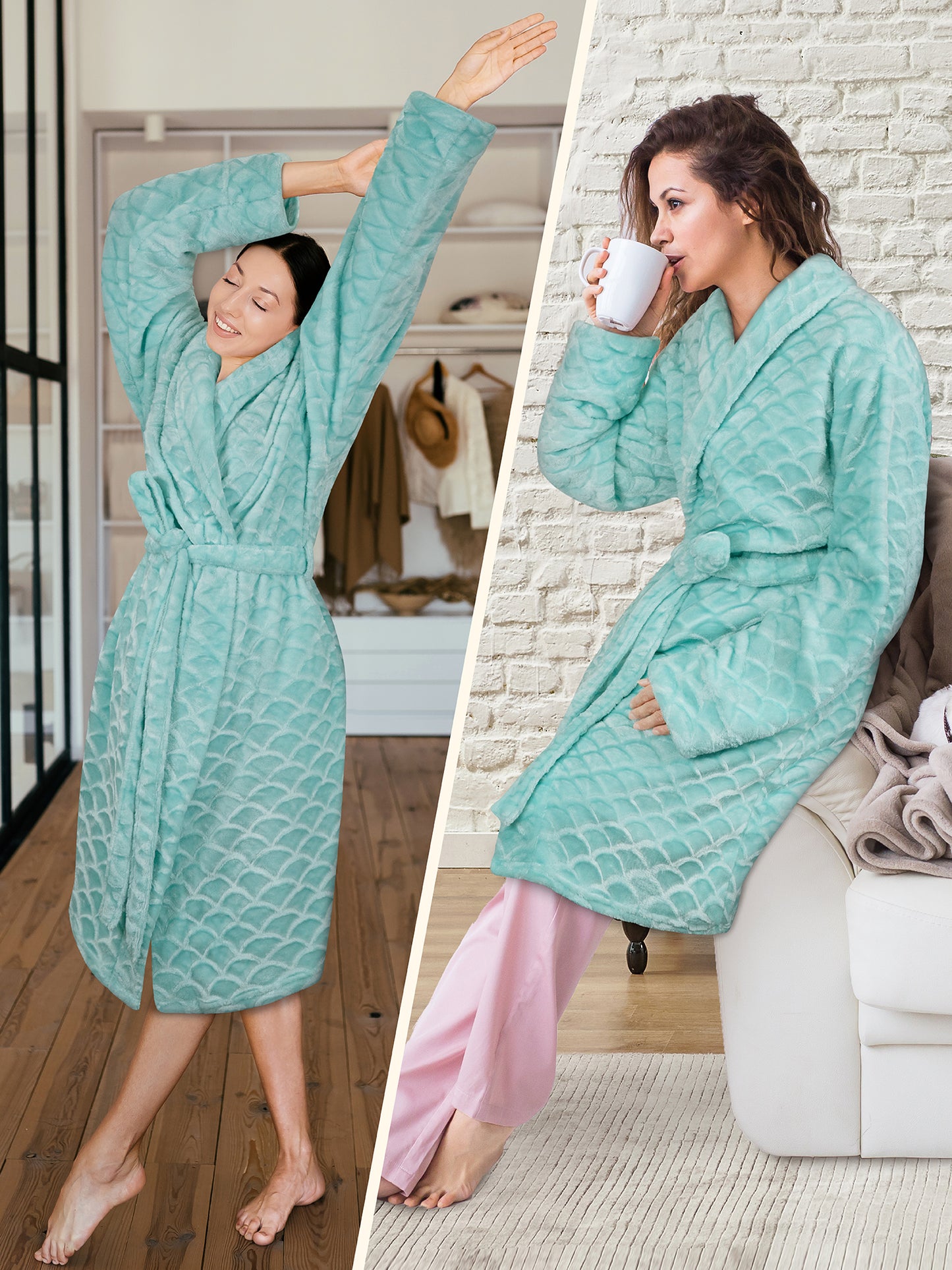 Women's Scallop Pattern Short Robe