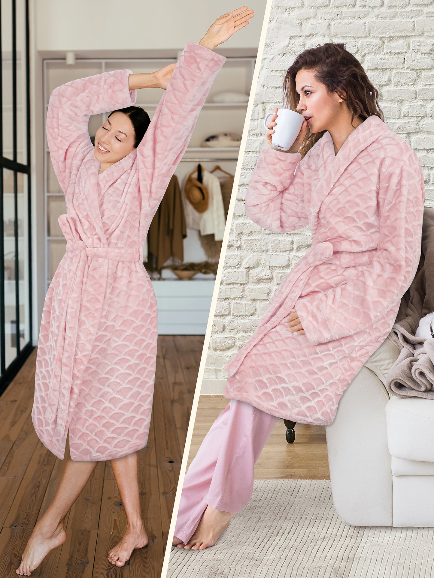 Women's Scallop Pattern Short Robe