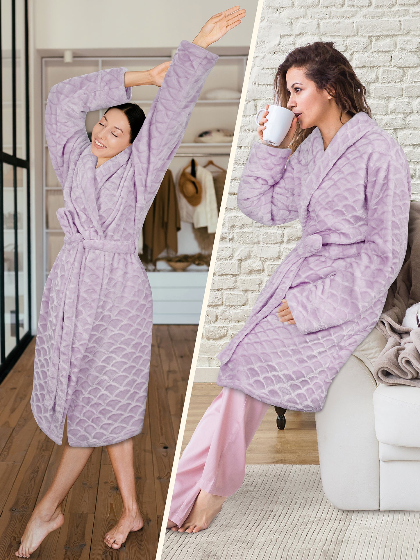 Women's Scallop Pattern Short Robe