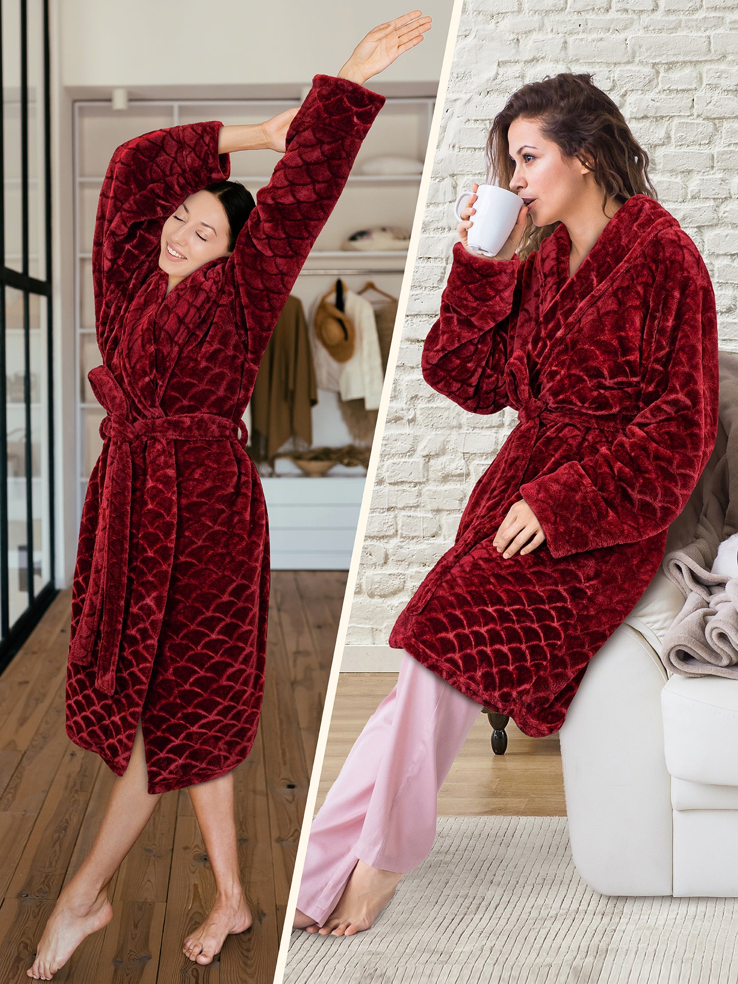 Women's Scallop Pattern Short Robe
